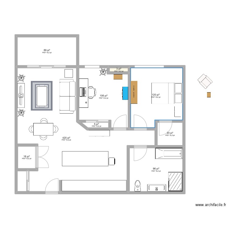 Condo. Plan de 9 pièces et 82 m2