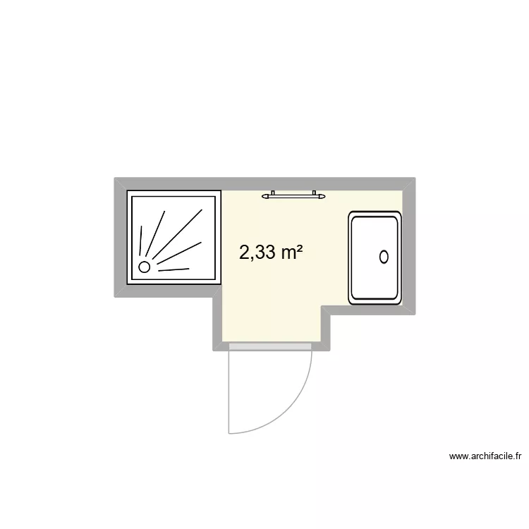 SDB additionnelle. Plan de 1  et 2 m²