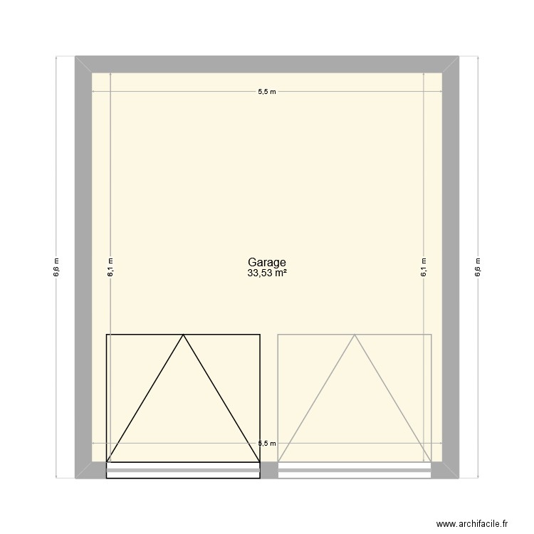 garage. Plan de 1 pièce et 34 m2