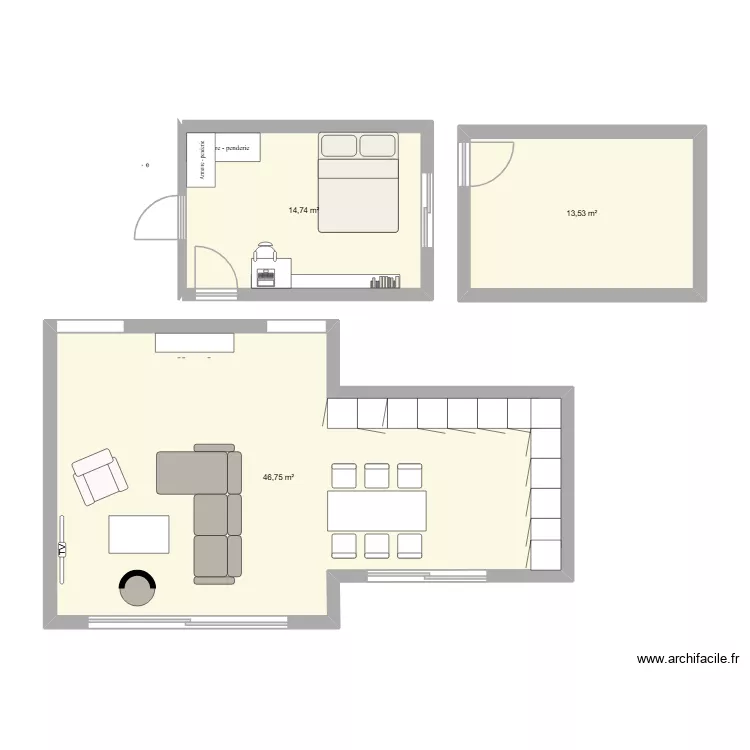 B76. Plan de 3 et 75 m² B76. Plan de 3 et 75 m²