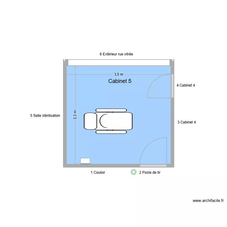 60703 Cabinet 5. Plan de 1  et 12 m²