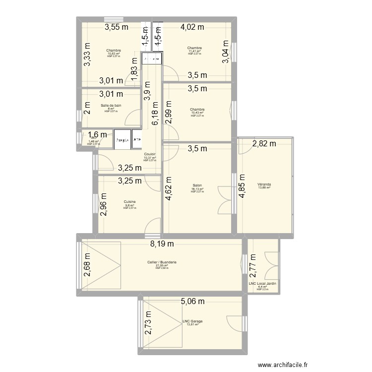 MAGNOUAC/FRATTER EDL. Plan de 12 pièces et 130 m2