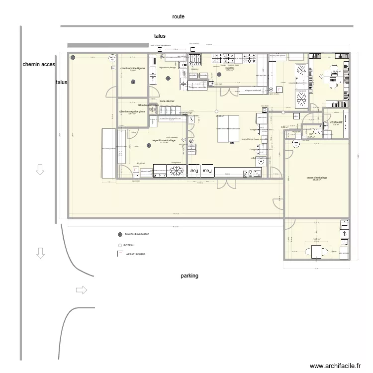 patisserie 6. Plan de 14  et 268 m²