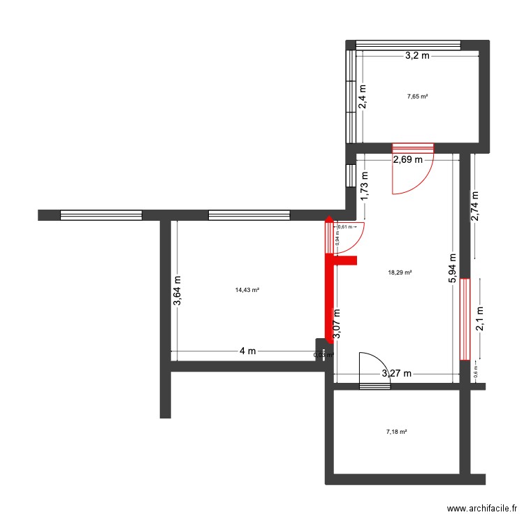 De Prest Cuisine Démolitions. Plan de 5 pièces et 48 m2