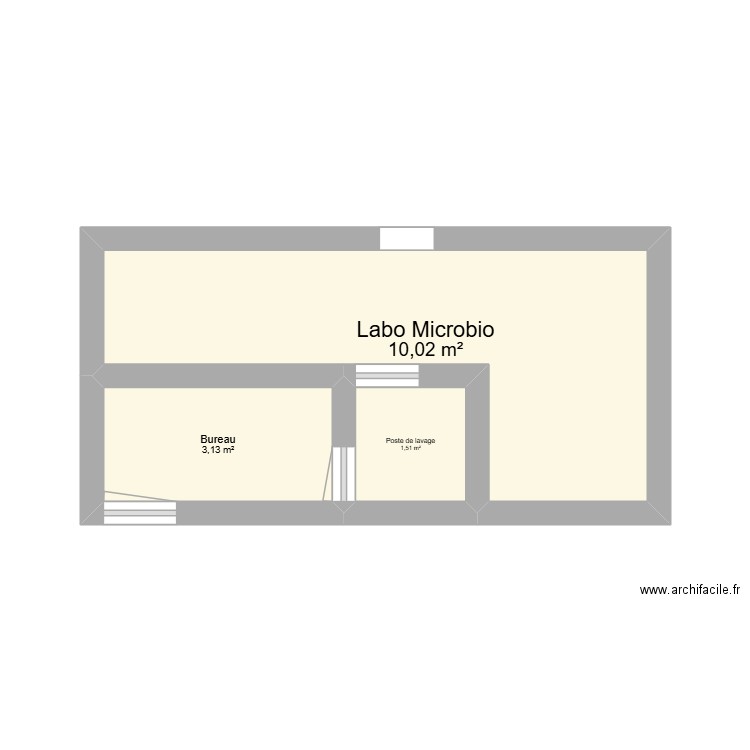 LABO MICROBIO. Plan de 3 pièces et 15 m2