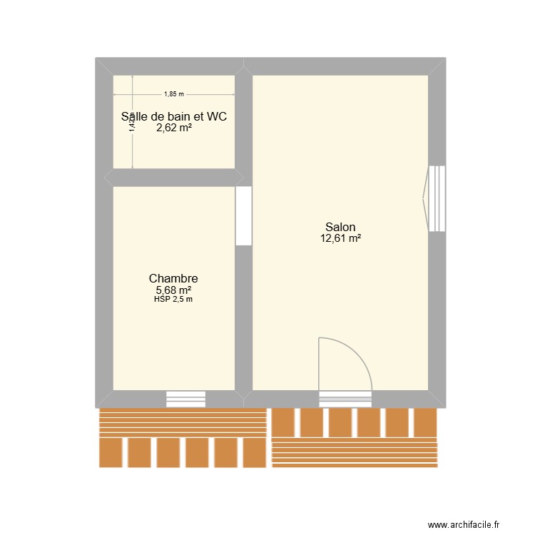 Plan Catherine Mousnier. Plan de 3 pièces et 21 m2