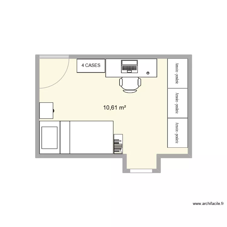 Chambre Iris. Plan de 1  et 11 m²