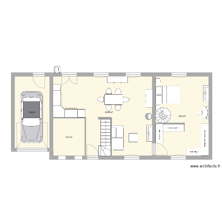 PLAN 47. Plan de 4 pièces et 89 m2