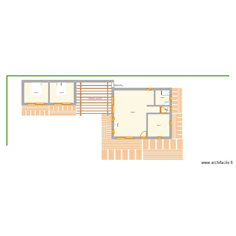 chalet agrandissement. Plan de 6 pièces et 72 m2