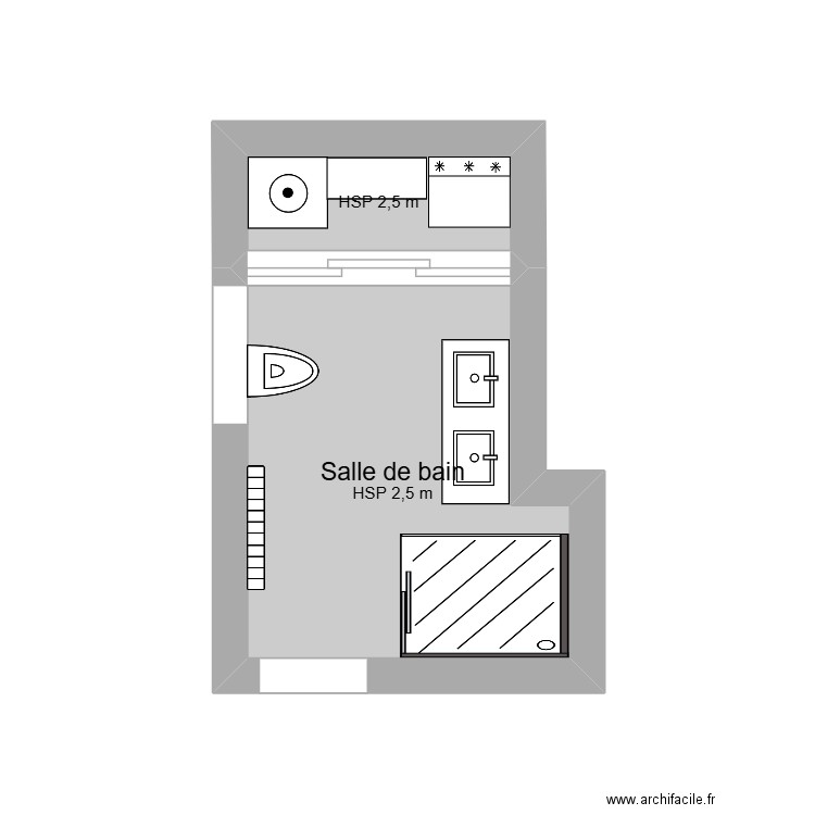 cuisine. Plan de 2 pièces et 7 m2
