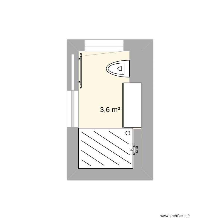 RDC Salle d'eau. Plan de 1 pièce et 4 m2