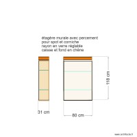 étagère  murale face mur passage pour spot 