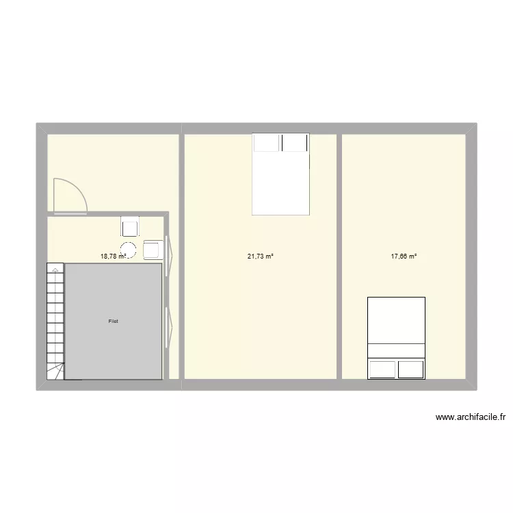 2 e etage. Plan de 3 et 58 m² 2 e etage. Plan de 3 et 58 m²