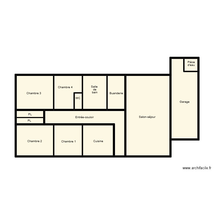 Burgaud notre dame de monts. Plan de 14 pièces et 56 m2
