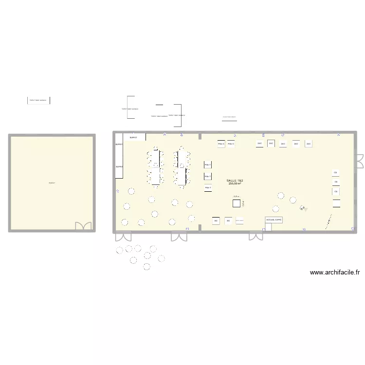 AGRACO OPTION 1 Accueil caf&eacute; dans le hall.. Plan de 2  et 341 m²