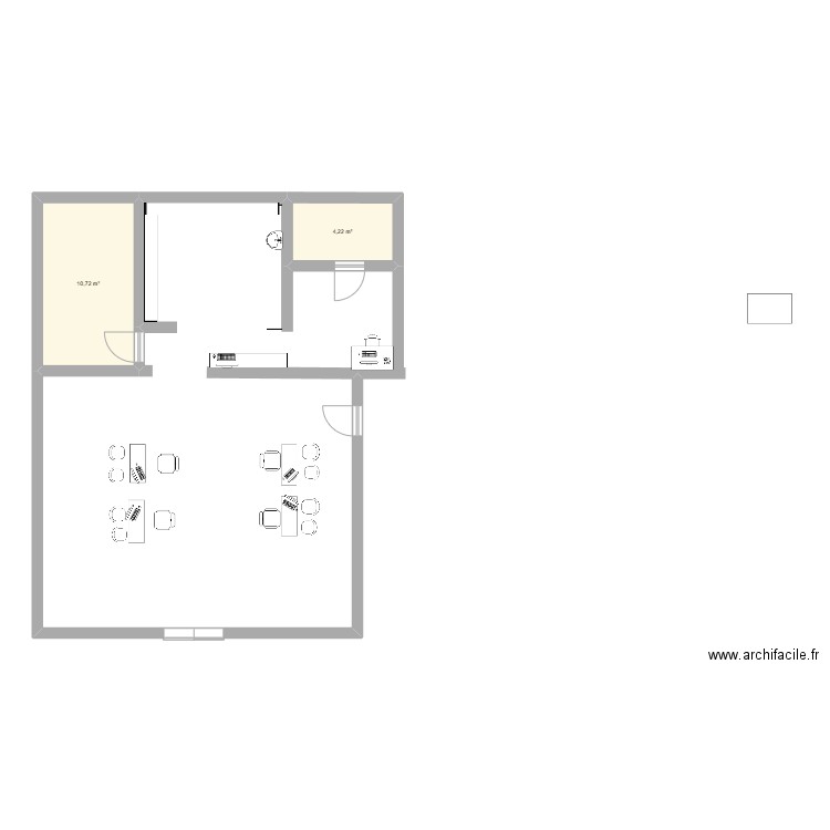 Krys. Plan de 2 pièces et 15 m2