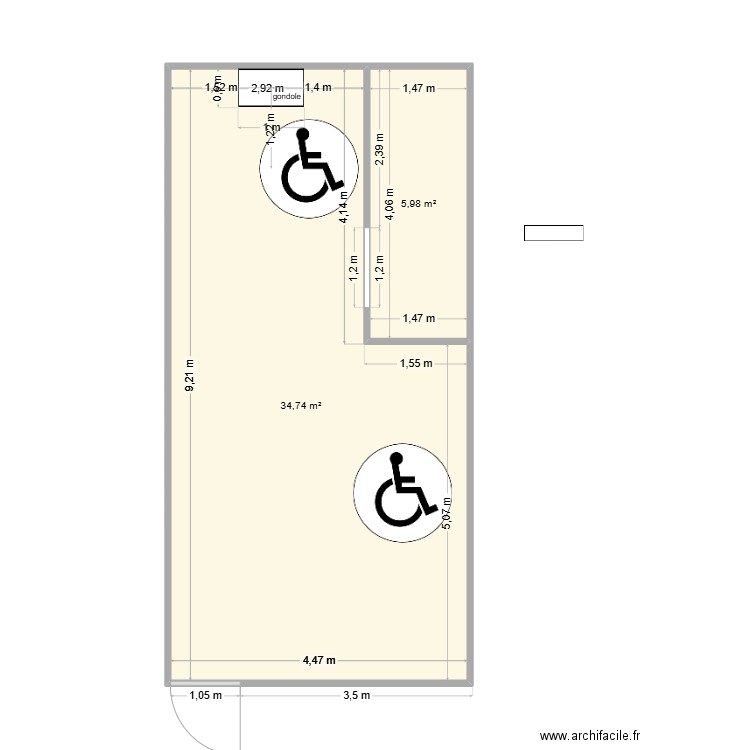 sage. Plan de 2 pièces et 41 m2