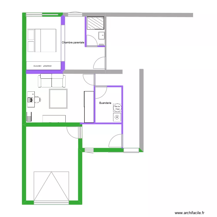 Illustration Viilenave. Plan de 2 pièces et 14 m²