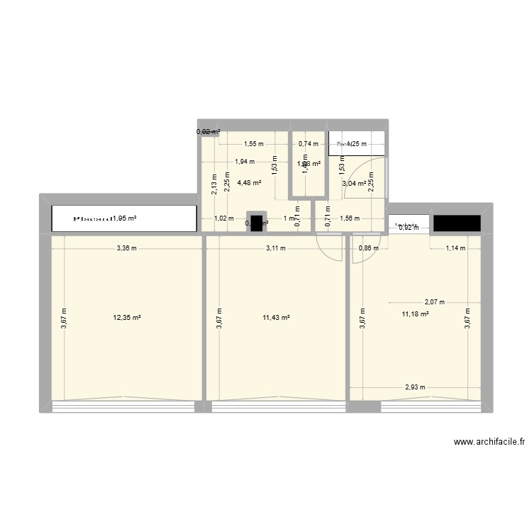 T2 DELHOMME. Plan de 10 pièces et 46 m2