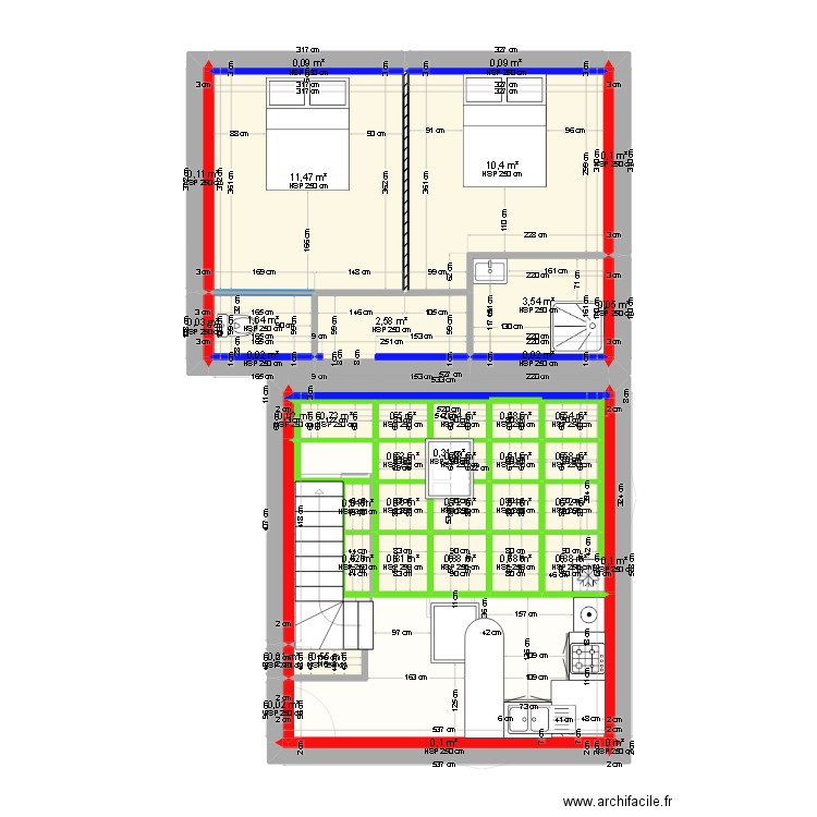 dernier 2 structure mezz. Plan de 61 pièces et 103 m2