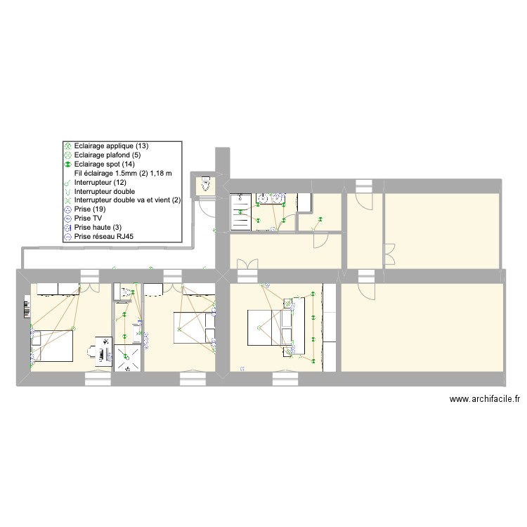 PESQUIÉ électricité . Plan de 8 pièces et 121 m2