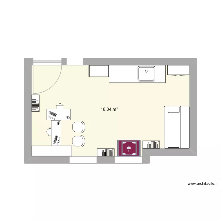 cuisine Ceime. Plan de 1  et 18 m²