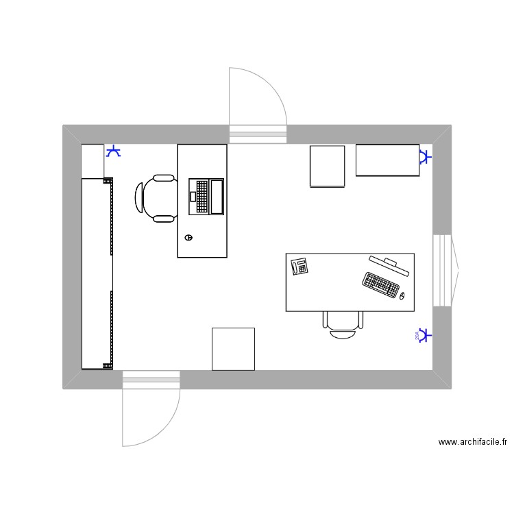 Bureau/accueil actuel. Plan de 1 pièce et 15 m2