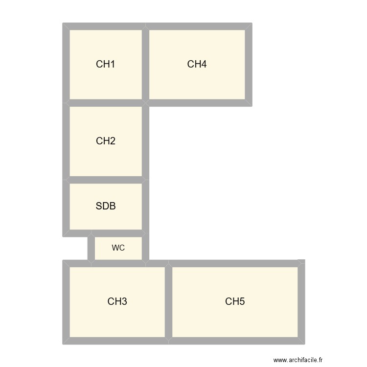 Brindas Weil. Plan de 7 pièces et 54 m2