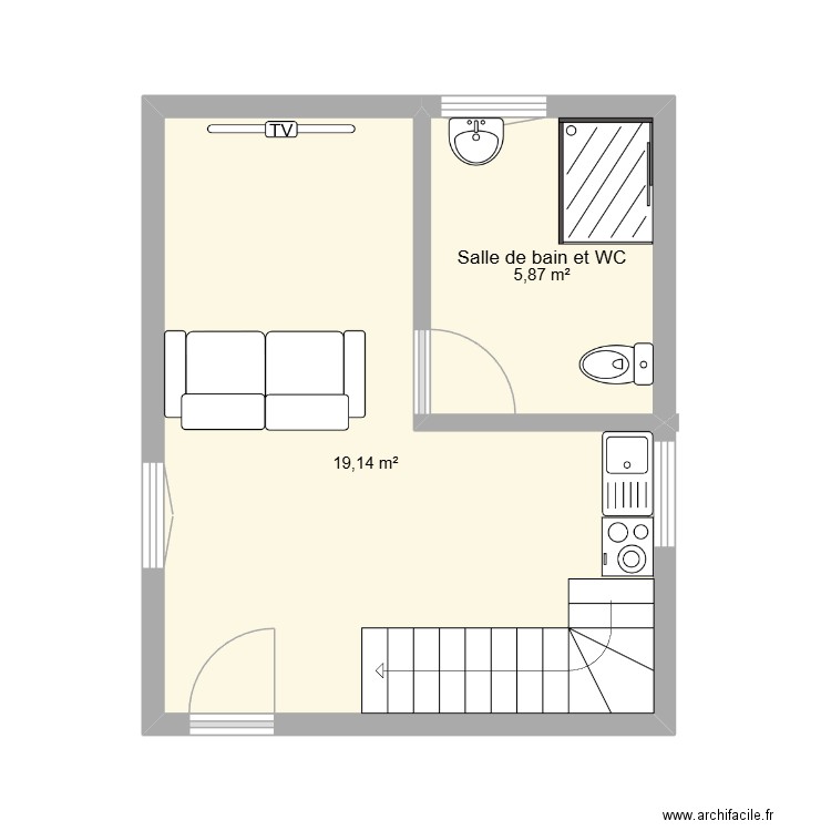 30m3 mohamed agriculture. Plan de 4 pièces et 54 m2