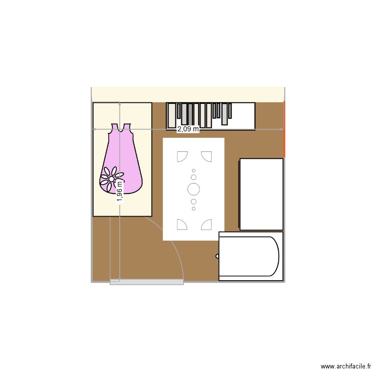 Chambre bébé 2. Plan de 1 pièce et 4 m2