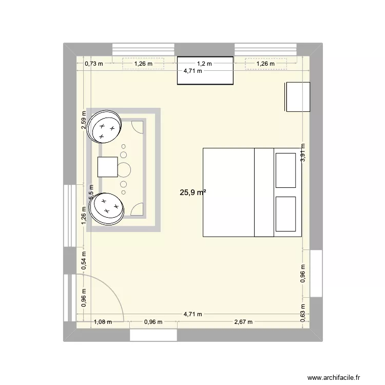 Cabinet 2. Plan de 1  et 26 m²