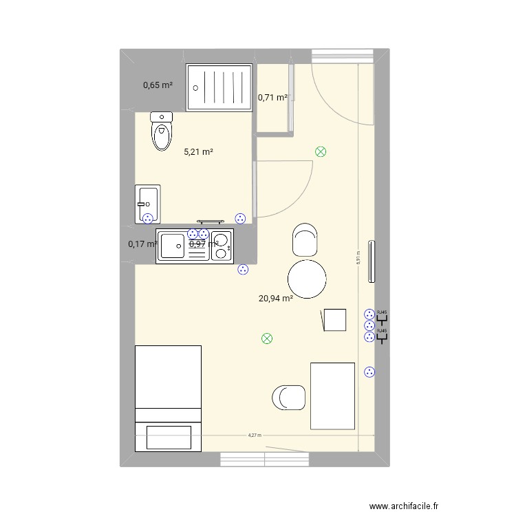 Montauban. Plan de 6 pièces et 29 m2