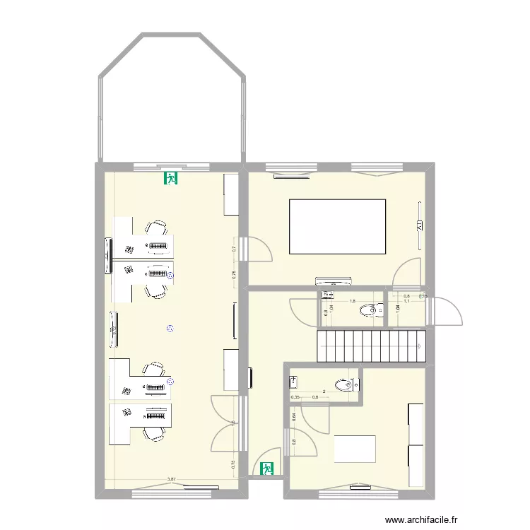 Bureaux Export RDC meubl&eacute; v2. Plan de 
