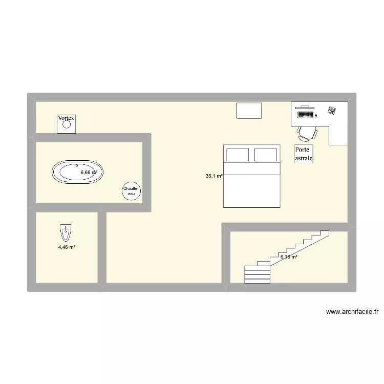 2ème étage. Plan de 4 pièces et 52 m² 2ème étage. Plan de 4 pièces et 52 m²