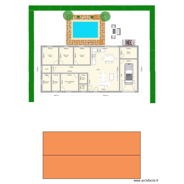 maison 1. Plan de 12 pièces et 141 m2
