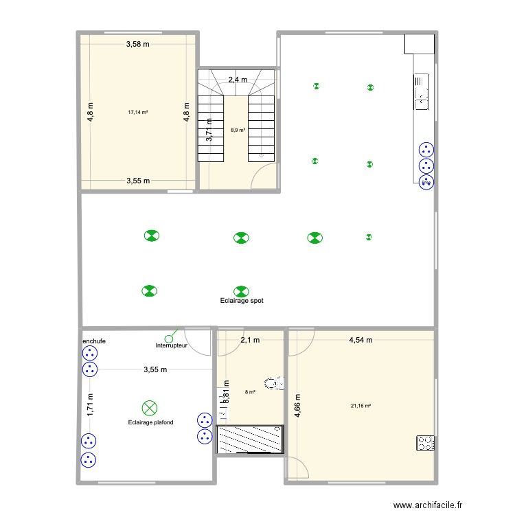 Plan N,2. Plan de 4 pièces et 143 m2