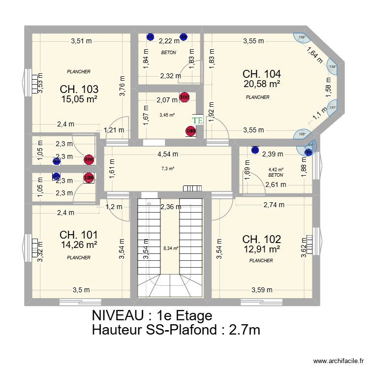IMM CLUSES : 1&deg; ETAGE + CH. 101-102-103-104. Plan de 0 pièce et 0 m2