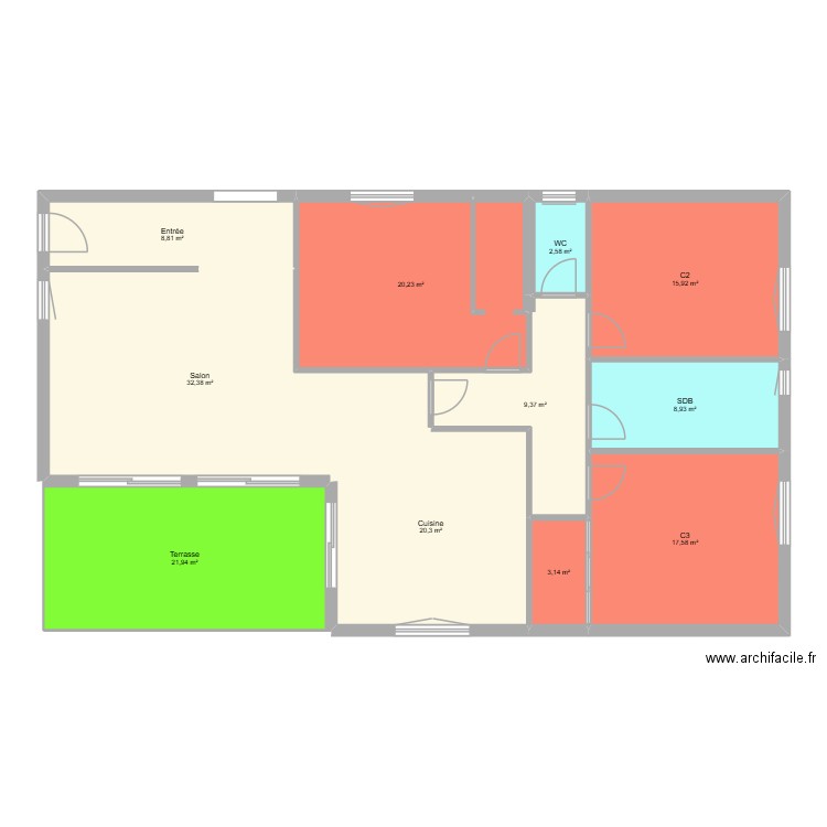 Maison bioclimatique. Plan de 11 pièces et 161 m2