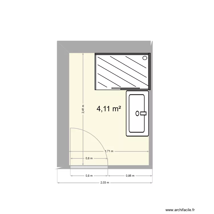 salle de bain. Plan de 1 et 4 m² salle de bain. Plan de 1 et 4 m²