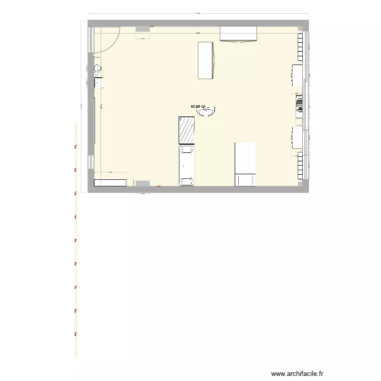 P1 125 appartement th&eacute;rapeutique. Plan de 1  et 61 m²