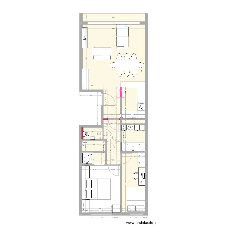 kok_sans_cot. Plan de 9 pièces et 55 m2