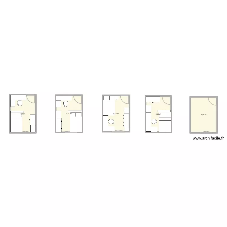chambre. Plan de 5  et 47 m²