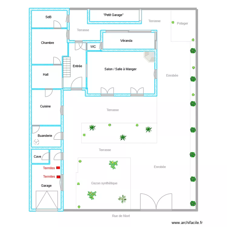 Salardenne. Plan de 8  et 140 m²