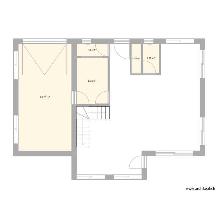 Little house on the prairie. Plan de 5 pièces et 34 m2