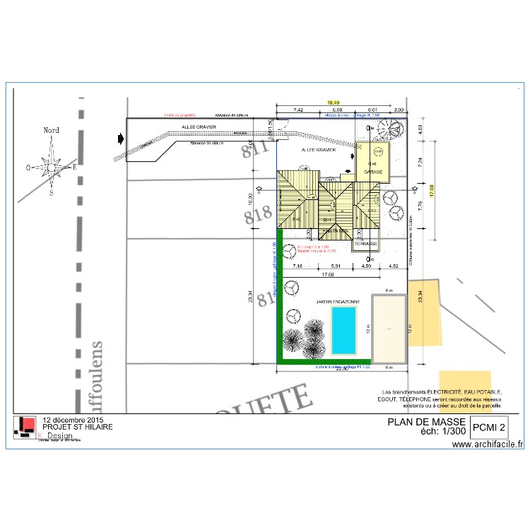 PLAN DE MASSE PISCINE1. Plan de 1 pièce et 65 m2