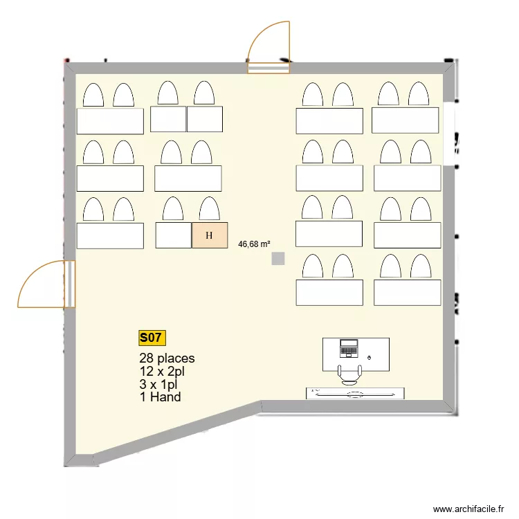 Salle 07 R+2. Plan de 1 et 47 m² Salle 07 R+2. Plan de 1 et 47 m²