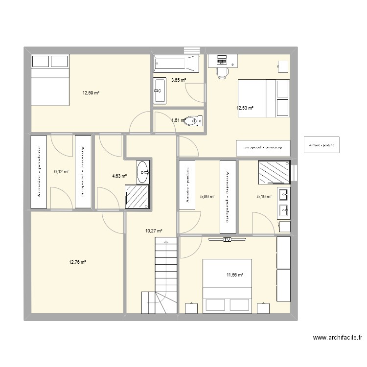 plan 2. Plan de 11 pièces et 87 m2