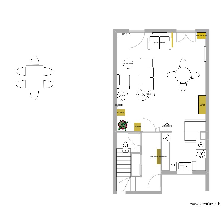 Juvignac RDC 2. Plan de 4 pièces et 53 m2