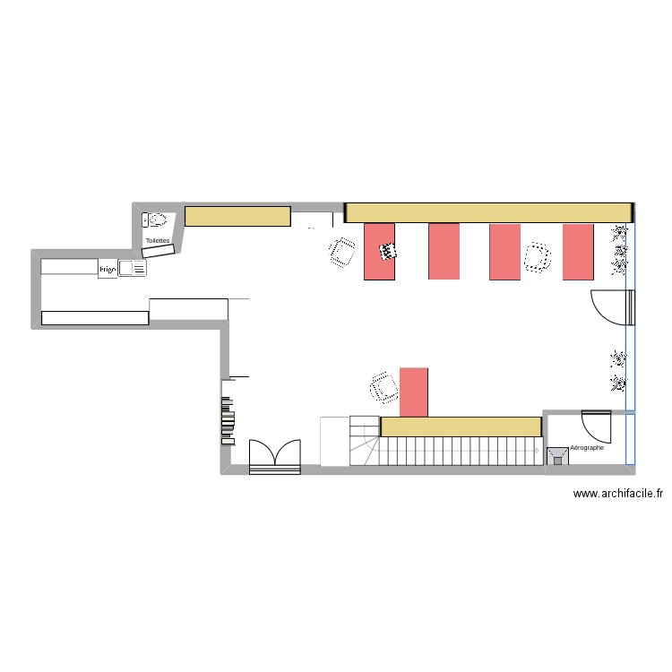 Atelier chillaz RDC. Plan de 2 pièces et 4 m2