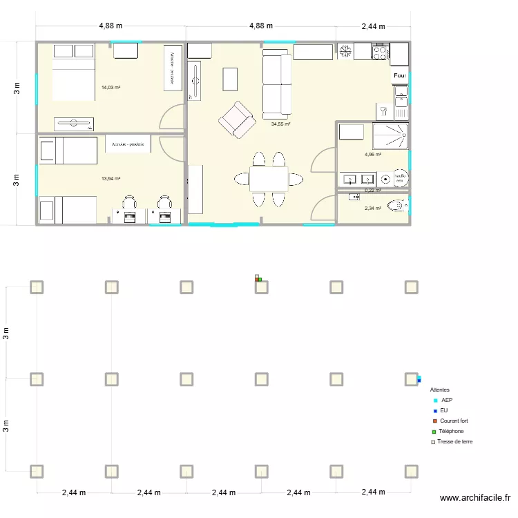 MKIDADi T3 5 modules Compact. Plan de 